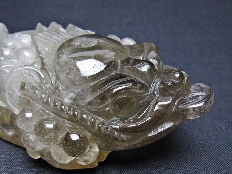 水晶 手彫り-卓上置物-キンセン-金蟾 一点物 154-85
