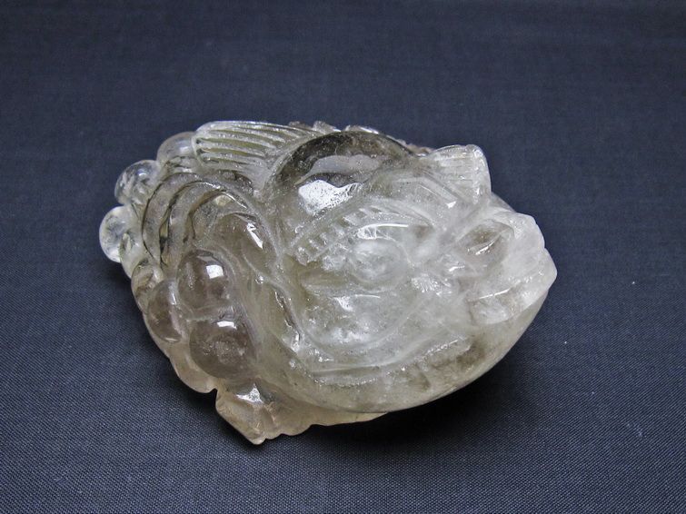 水晶 手彫り-卓上置物-キンセン-金蟾 一点物 154-86