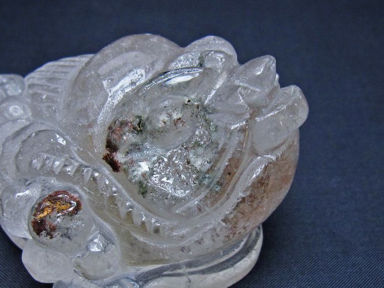 水晶 手彫り-卓上置物-キンセン-金蟾 ガーデンクォーツ 一点物 154-87