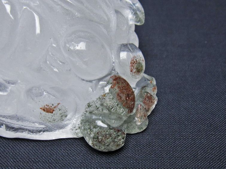 水晶 手彫り-卓上置物-キンセン-金蟾 ガーデンクォーツ 一点物 154-91