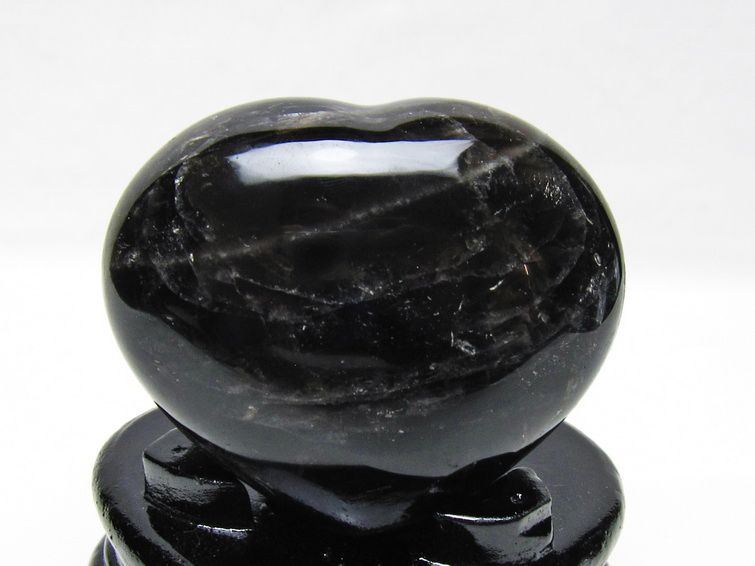モリオン 置物 黒水晶 ハート 台座付属 一点物 155-1000