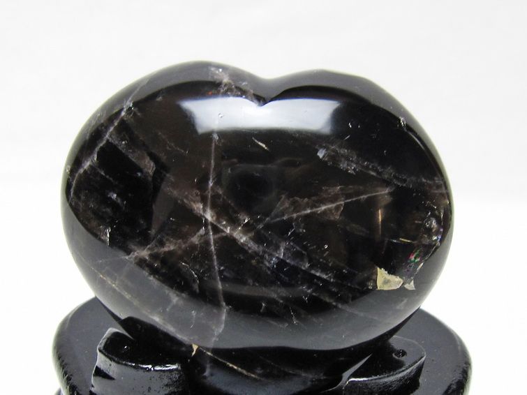 モリオン 置物 黒水晶 ハート 台座付属 一点物 155-1002