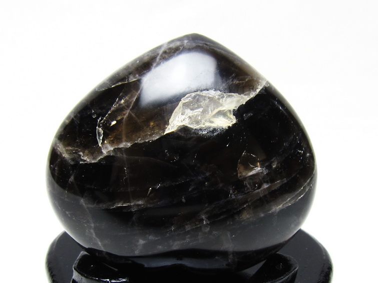 モリオン 置物 黒水晶 ハート 台座付属 一点物 155-1002