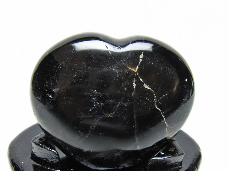 モリオン 置物 黒水晶 ハート 台座付属 一点物 155-1003