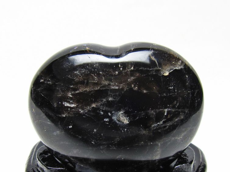 モリオン 置物 黒水晶 ハート 台座付属 一点物 155-1004