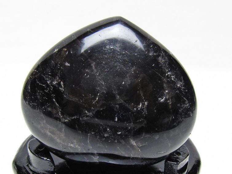 モリオン 置物 黒水晶 ハート 台座付属 一点物 155-1005