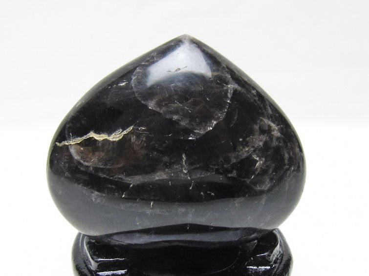 モリオン 置物 黒水晶 ハート 台座付属 一点物 155-1006
