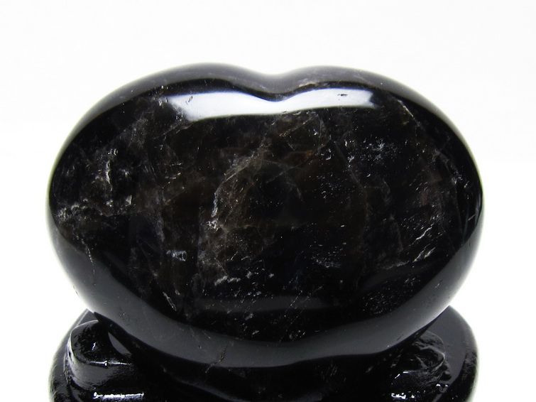 モリオン 置物 黒水晶 ハート 台座付属 一点物 155-1007
