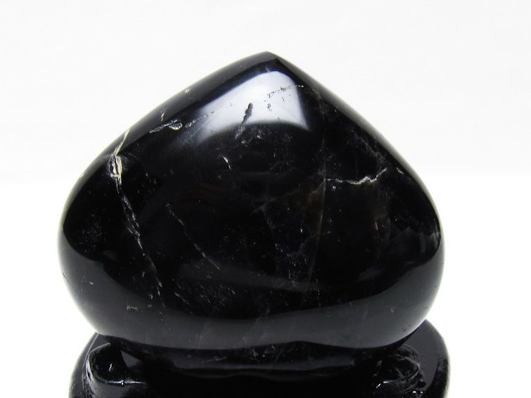 モリオン 置物 黒水晶 ハート 台座付属 一点物 155-1007