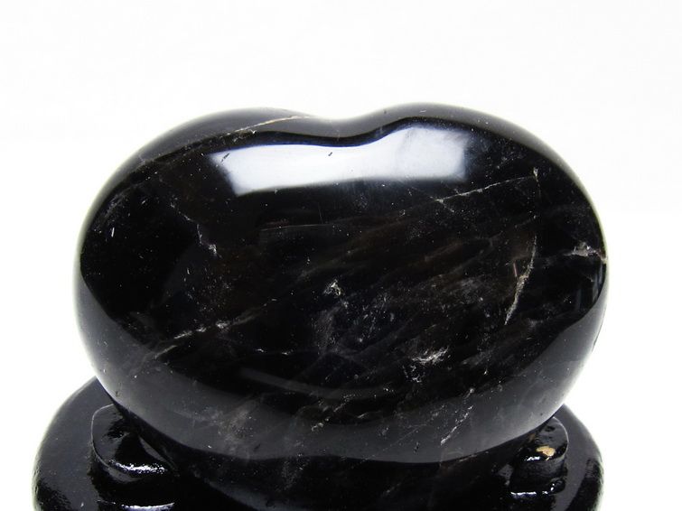 モリオン 置物 黒水晶 ハート 台座付属 一点物 155-1008