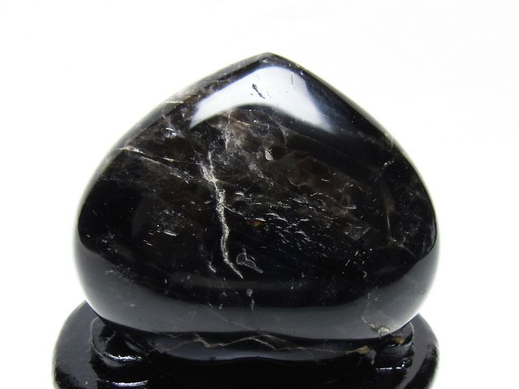 モリオン 置物 黒水晶 ハート 台座付属 一点物 155-1008