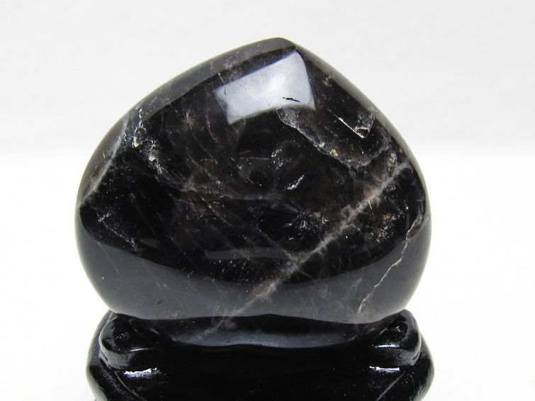 モリオン 置物 黒水晶 ハート 台座付属 一点物 155-1009