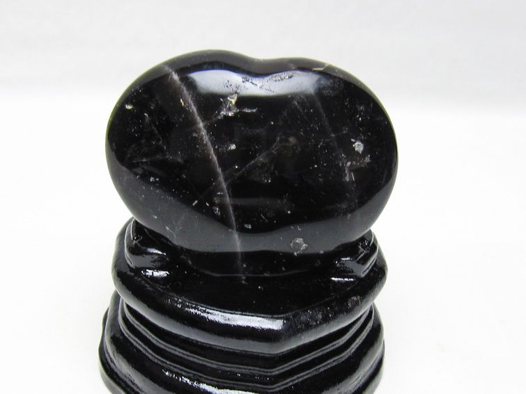 モリオン 置物 黒水晶 ハート 台座付属 一点物 155-1010