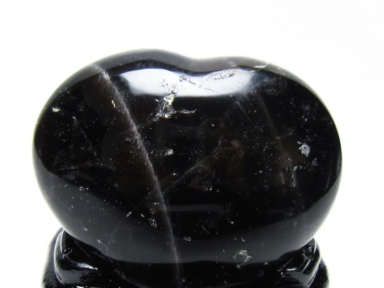 モリオン 置物 黒水晶 ハート 台座付属 一点物 155-1010
