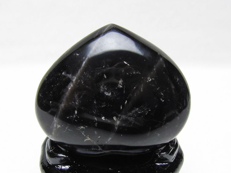 モリオン 置物 黒水晶 ハート 台座付属 一点物 155-1010