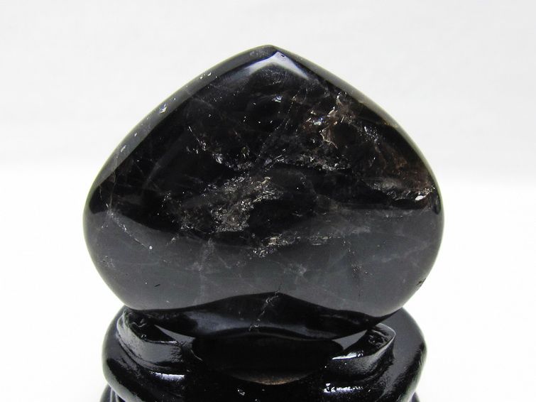 モリオン 置物 黒水晶 ハート 台座付属 一点物 155-1011