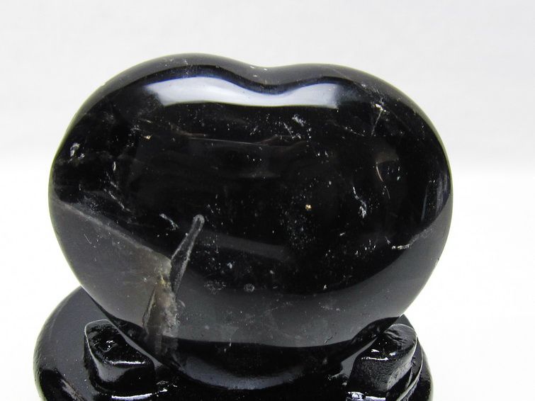 モリオン 置物 黒水晶 ハート 台座付属 一点物 155-1012