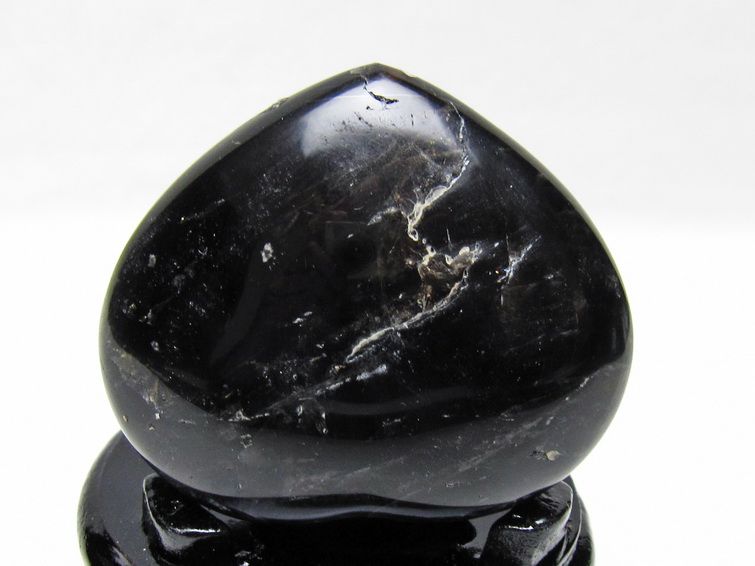 モリオン 置物 黒水晶 ハート 台座付属 一点物 155-1012