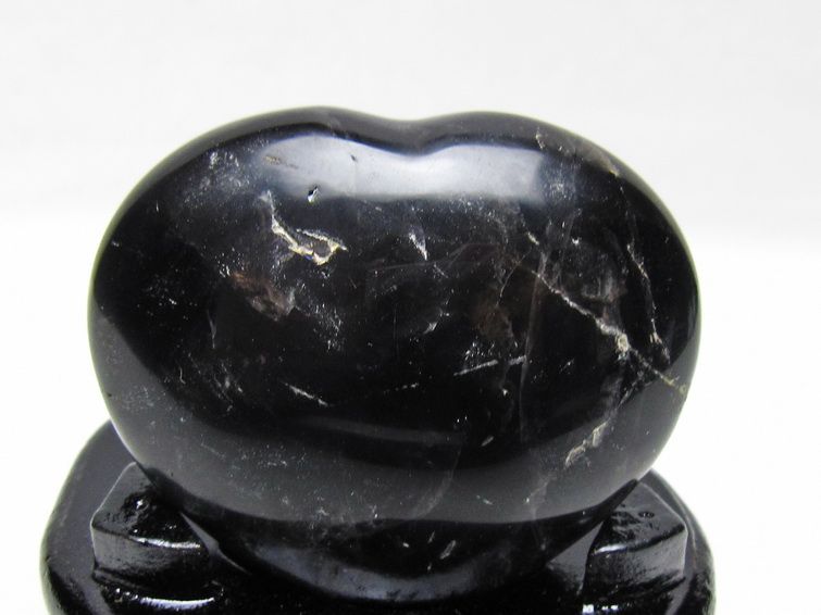 モリオン 置物 黒水晶 ハート 台座付属 一点物 155-1014