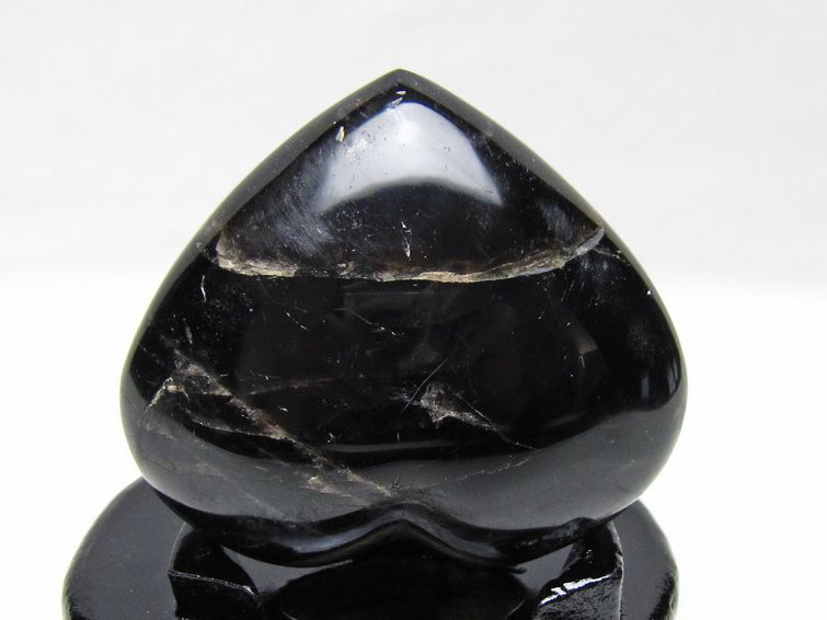 モリオン 置物 黒水晶 ハート 台座付属 一点物 155-1015