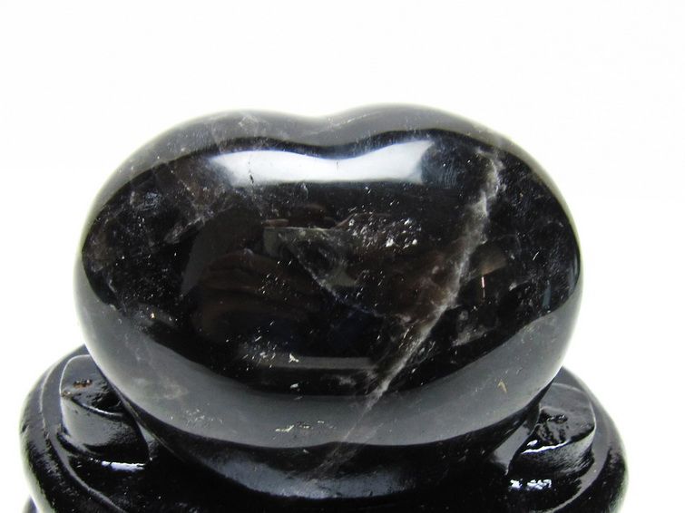 モリオン 置物 黒水晶 ハート 台座付属 一点物 155-1016