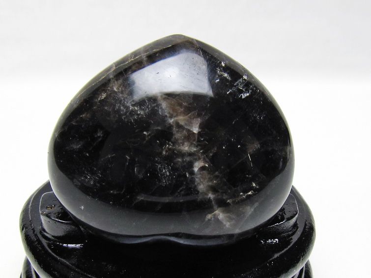 モリオン 置物 黒水晶 ハート 台座付属 一点物 155-1016