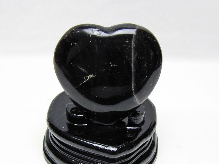モリオン 置物 黒水晶 ハート 台座付属 一点物 155-1017