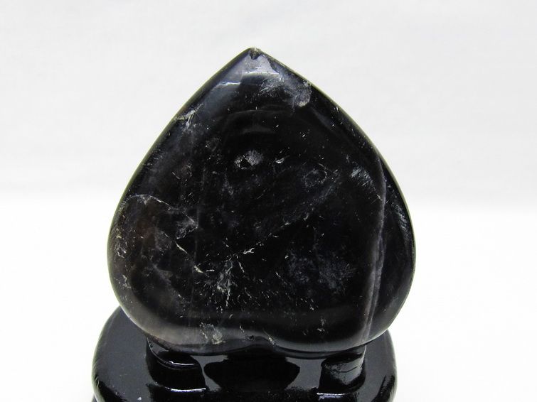 モリオン 置物 黒水晶 ハート 台座付属 一点物 155-1017