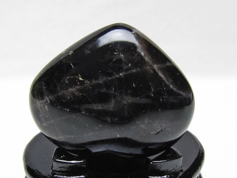モリオン 置物 黒水晶 ハート 台座付属 一点物 155-1019