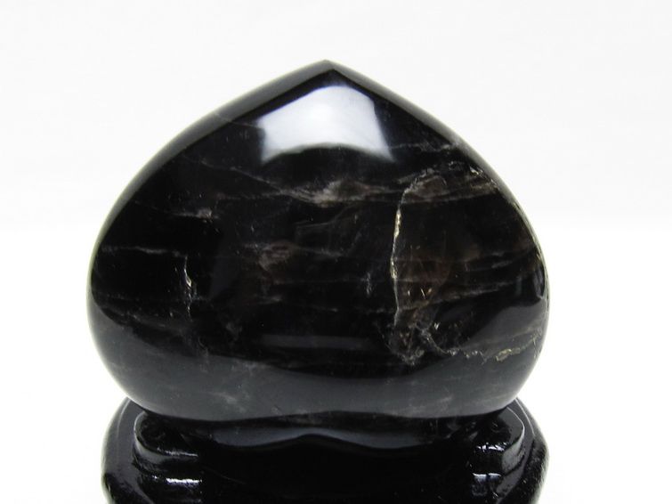 モリオン 置物 黒水晶 ハート 台座付属 一点物 155-1021