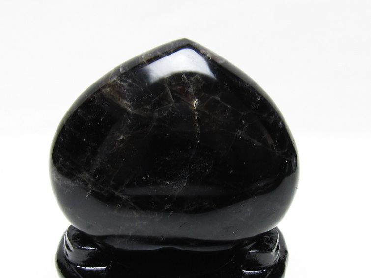 モリオン 置物 黒水晶 ハート 台座付属 一点物 155-1023