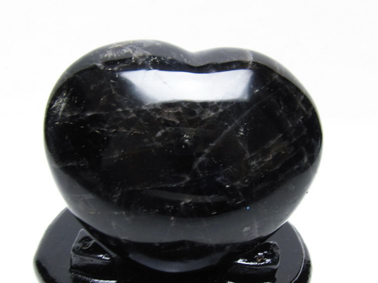 モリオン 置物 黒水晶 ハート 台座付属 一点物 155-1024