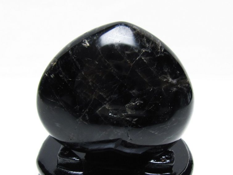モリオン 置物 黒水晶 ハート 台座付属 一点物 155-1024
