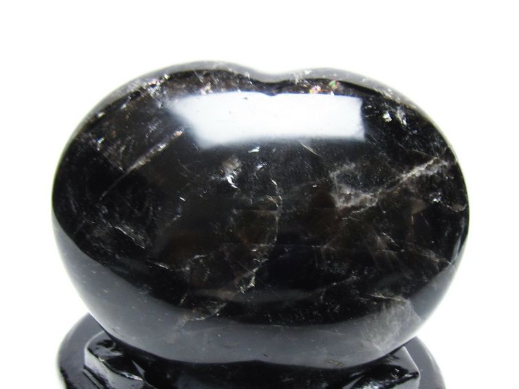 モリオン 置物 黒水晶 ハート 台座付属 一点物 155-1025