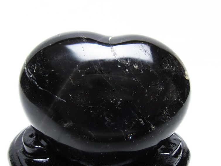 モリオン 置物 黒水晶 ハート 台座付属 一点物 155-1030