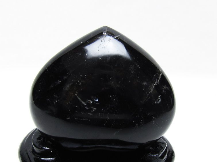 モリオン 置物 黒水晶 ハート 台座付属 一点物 155-1030