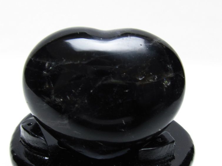 モリオン 置物 黒水晶 ハート 台座付属 一点物 155-1031