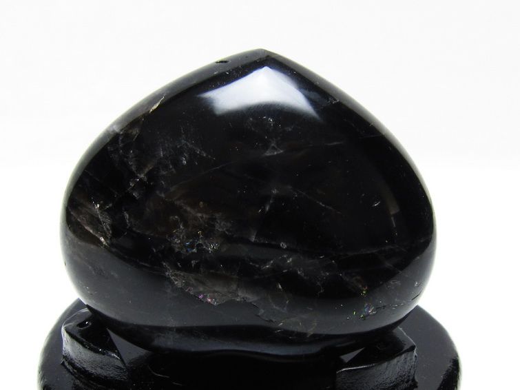 モリオン 置物 黒水晶 ハート 台座付属 一点物 155-1031