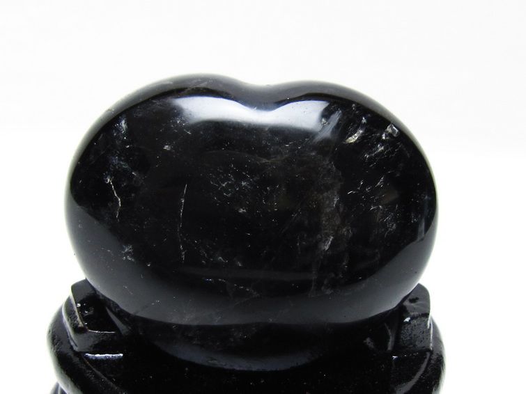モリオン 置物 黒水晶 ハート 台座付属 一点物 155-1032