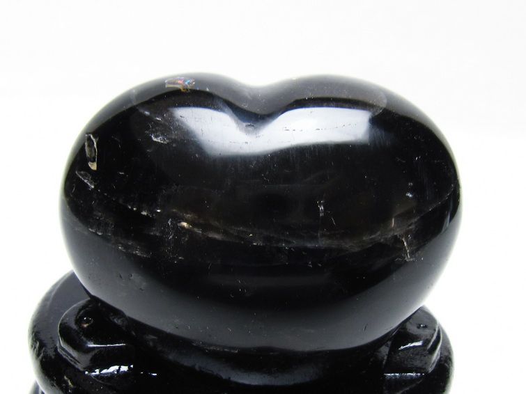 モリオン 置物 黒水晶 ハート 台座付属 一点物 155-1033