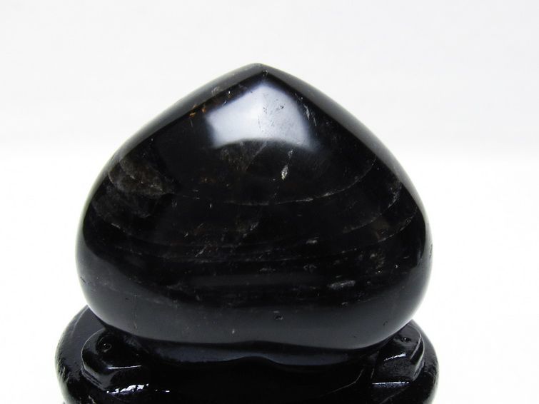 モリオン 置物 黒水晶 ハート 台座付属 一点物 155-1033