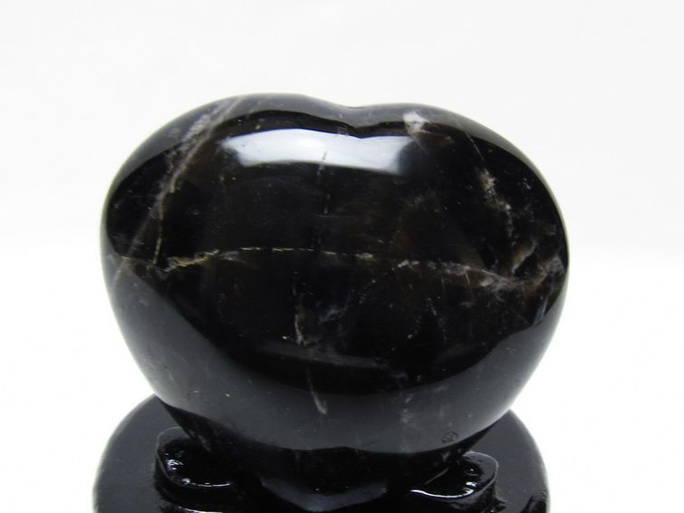 モリオン 置物 黒水晶 ハート 台座付属 一点物 155-1034