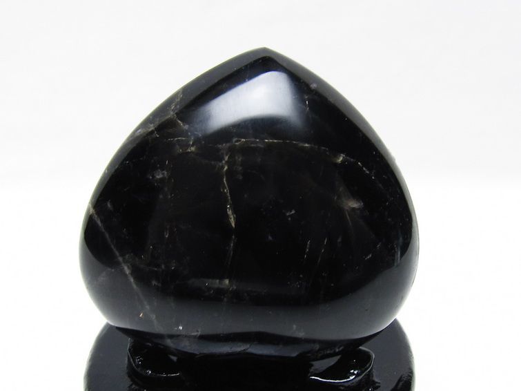 モリオン 置物 黒水晶 ハート 台座付属 一点物 155-1034