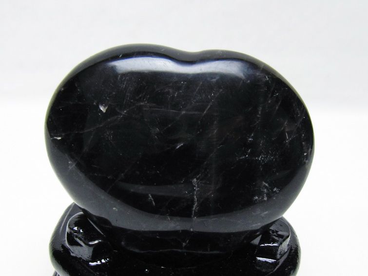 モリオン 置物 黒水晶 ハート 台座付属 一点物 155-1036