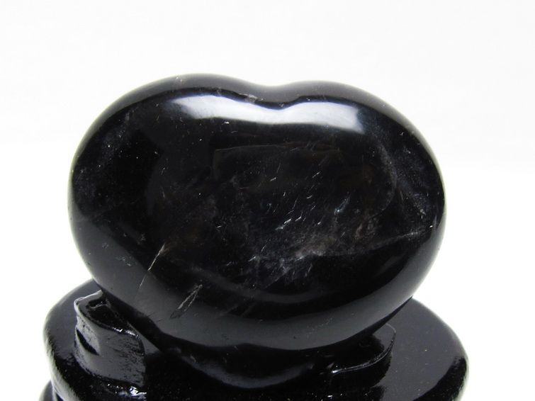 モリオン 置物 黒水晶 ハート 台座付属 一点物 155-1038