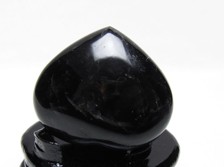 モリオン 置物 黒水晶 ハート 台座付属 一点物 155-1038