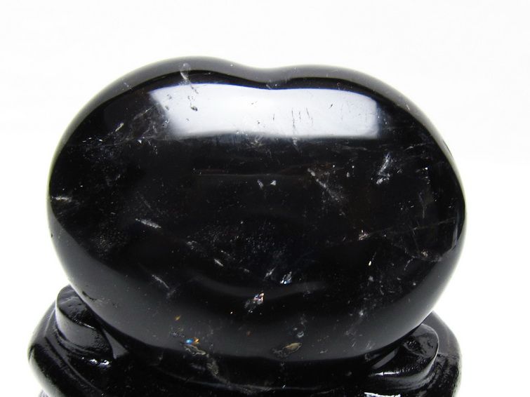 モリオン 置物 黒水晶 ハート 台座付属 一点物 155-1039