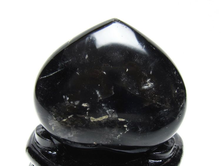 モリオン 置物 黒水晶 ハート 台座付属 一点物 155-1039