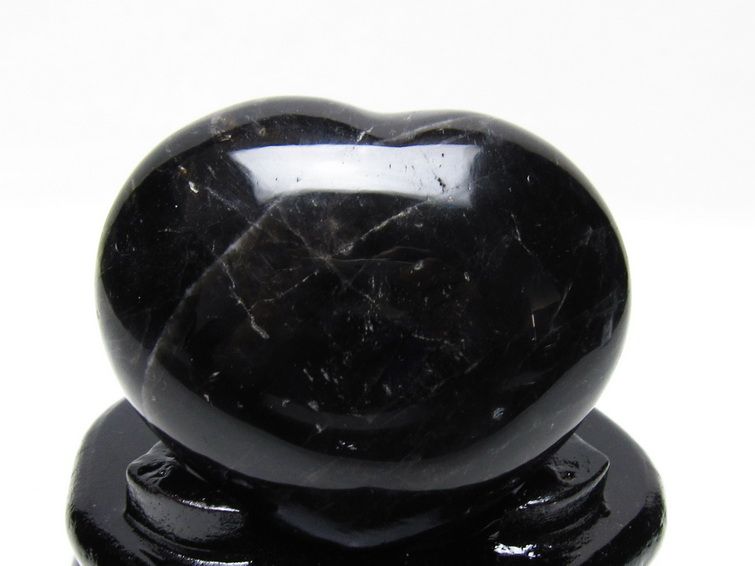 モリオン 置物 黒水晶 ハート 台座付属 一点物 155-1040