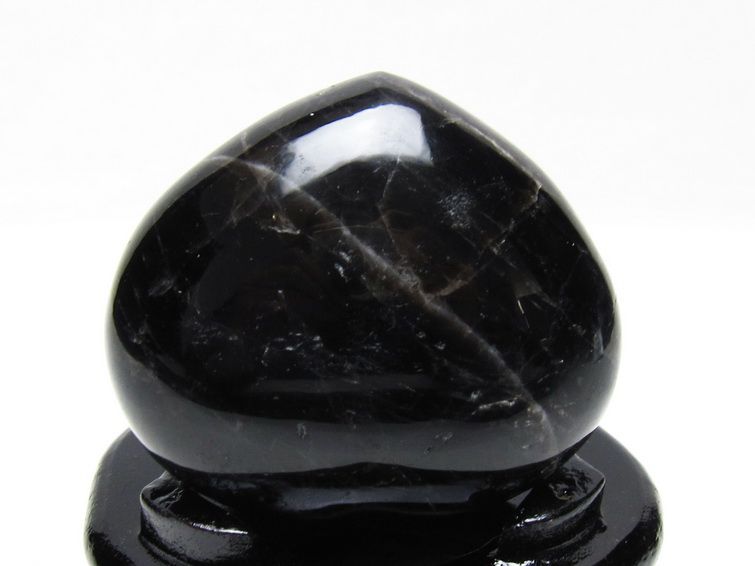 モリオン 置物 黒水晶 ハート 台座付属 一点物 155-1040